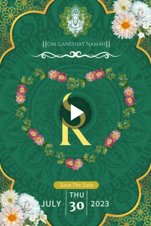 Green Golden Wedding Invitation Video And White Flowers