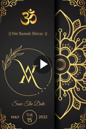 Elegant Black Golden Video Wedding Invitation