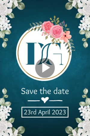 White Flowers On Teal Background Wedding Invitation