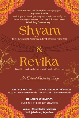 Traditional Mandala Flowers Wedding Invite E-Card